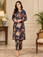 Navy Floral 2-piece suit