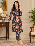 Navy Floral 2-piece suit