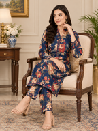 Navy Floral 2-piece suit