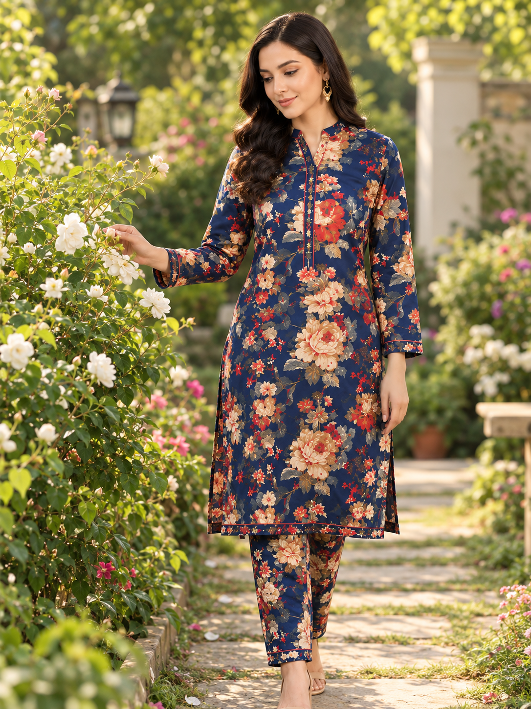 Navy Floral 2-piece suit