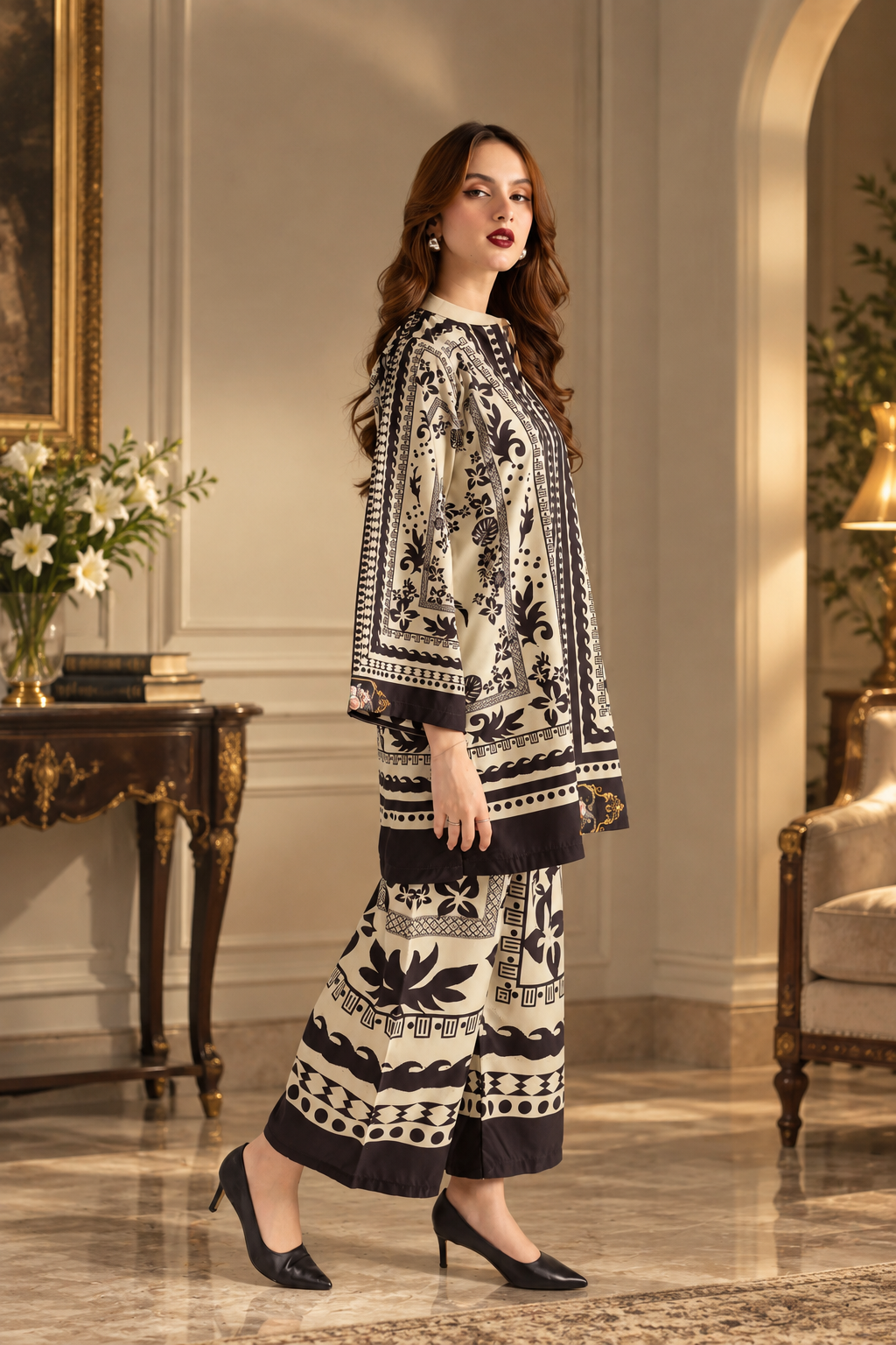 Stylish Women's Stitched Printed Shirt And Trouser Set - 2 Pcs