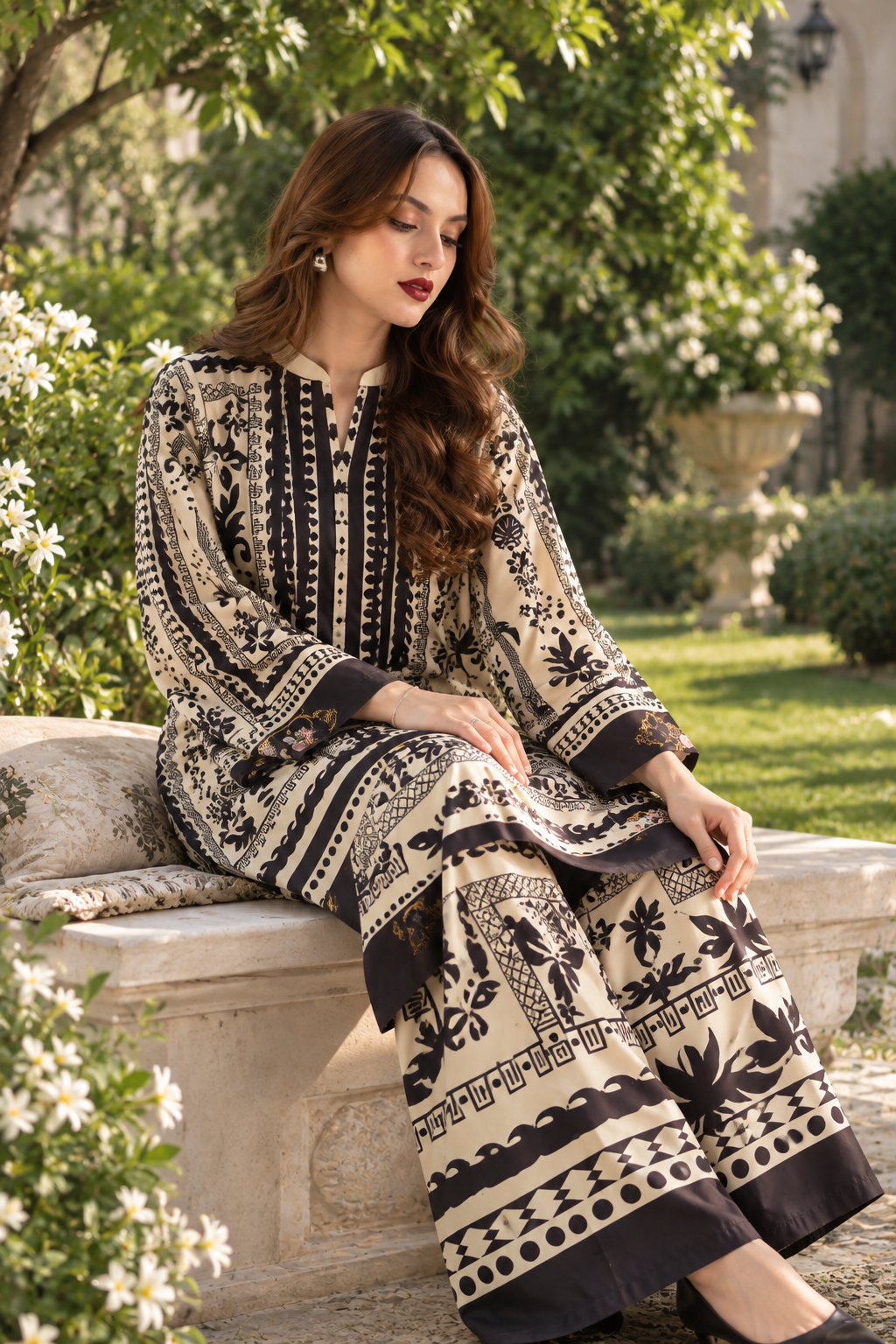 Stylish Women's Stitched Printed Shirt And Trouser Set - 2 Pcs