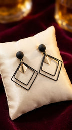 Square Black Gold Ear-Ring